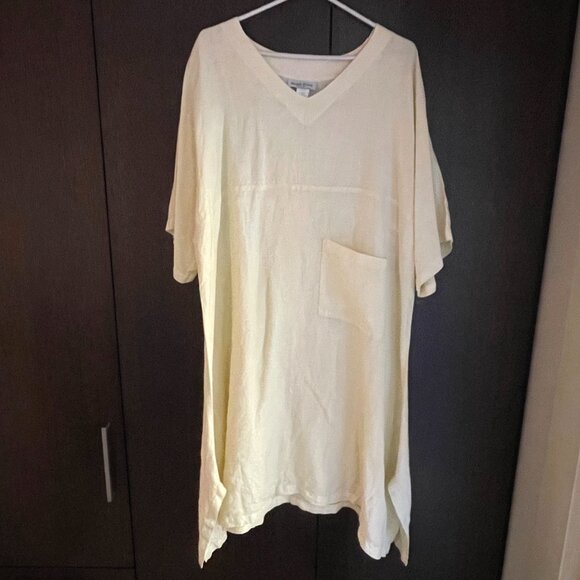 Match Point USA 100% Linen Pale Yellow Kimono Oversized Dress-Sz. L/XL - Picture 10 of 11